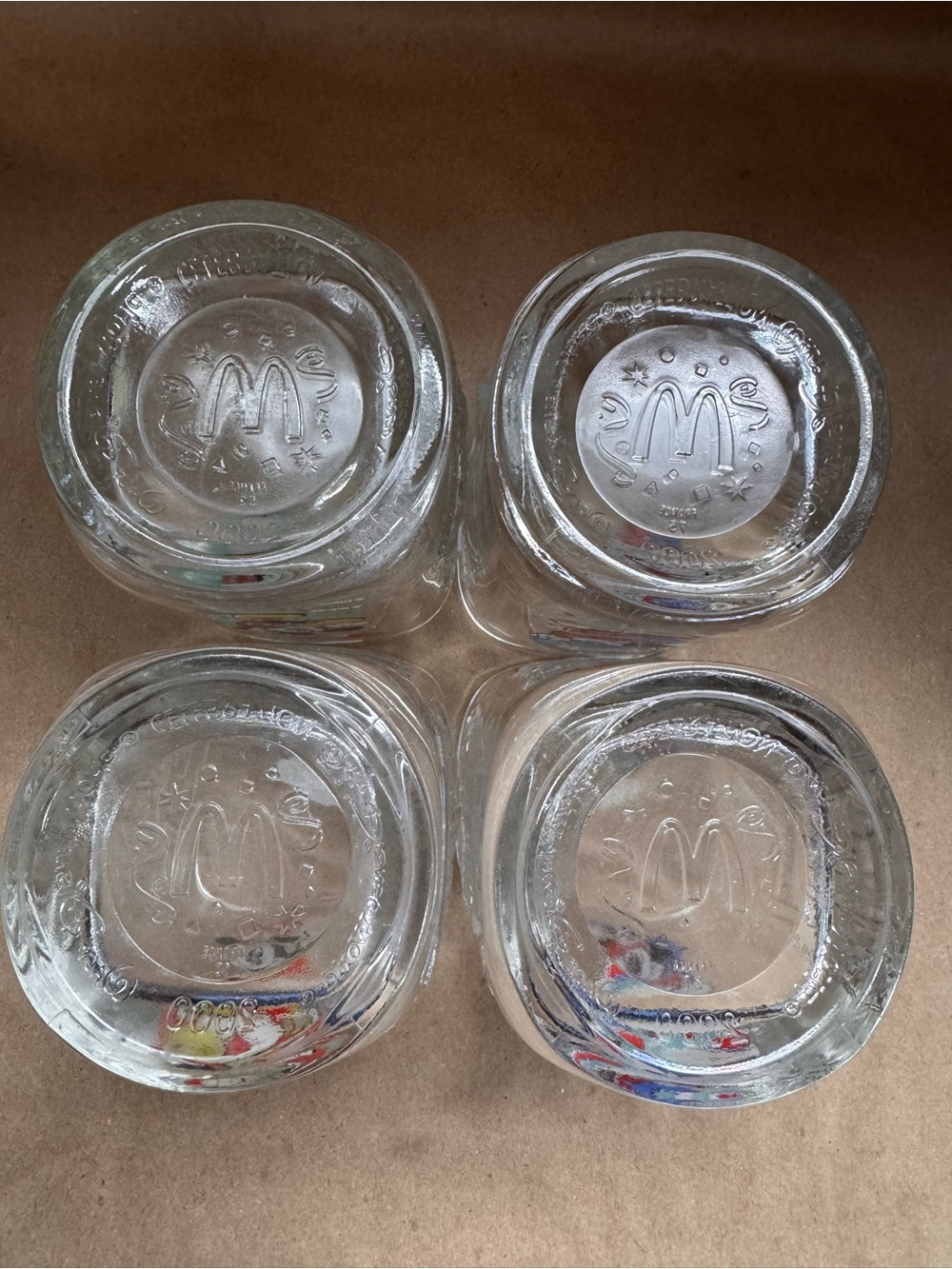 Set of 4 x 2000 McDonalds Walt Disney World Square Glass Tumblers - Picture 10 of 11